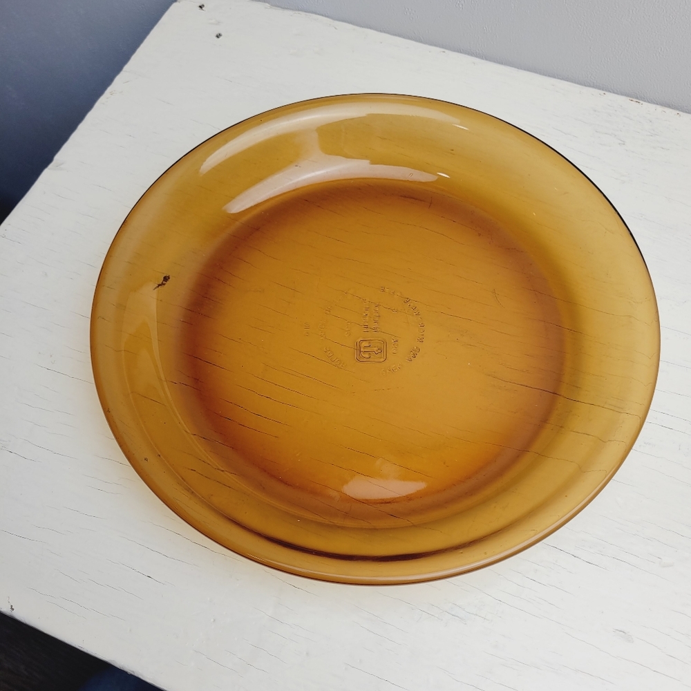 Anchor Hocking Fire King 9" Amber Glass Vintage Pie Plate